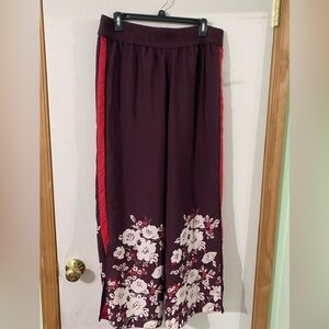 Aerie Purple Wide Leg Pants with Red Accents